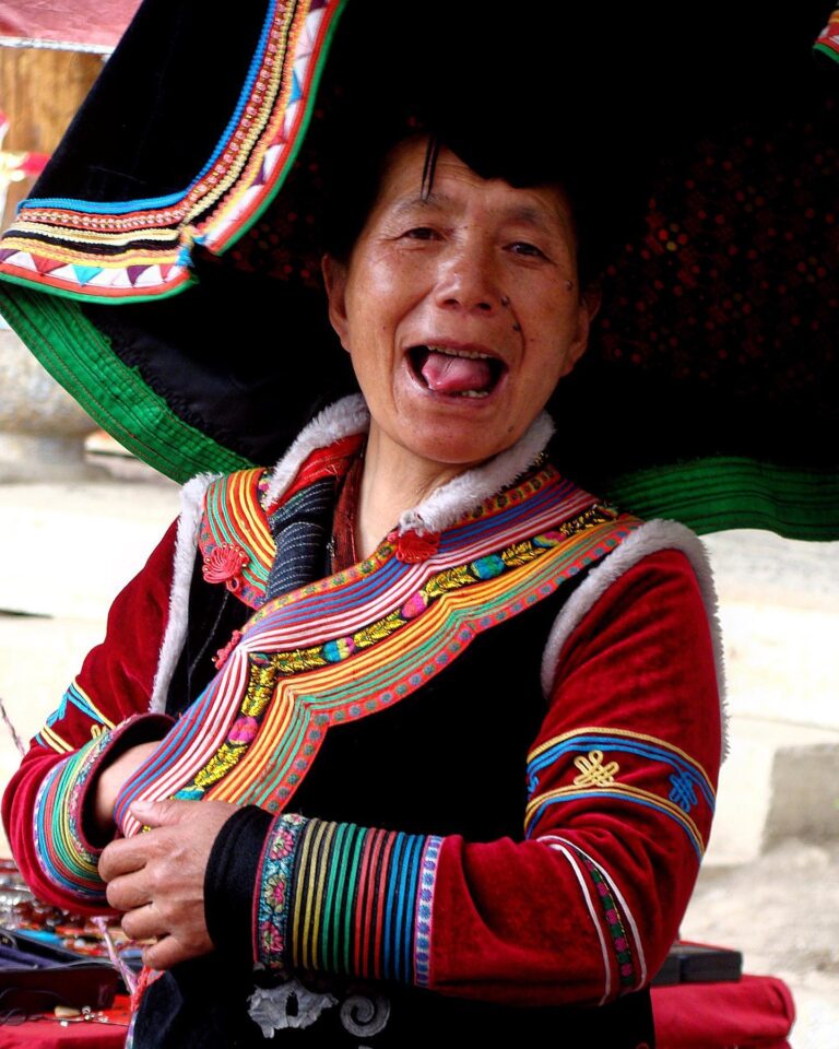 Yi woman trading in the Shangri-La old town, Yunnan, China