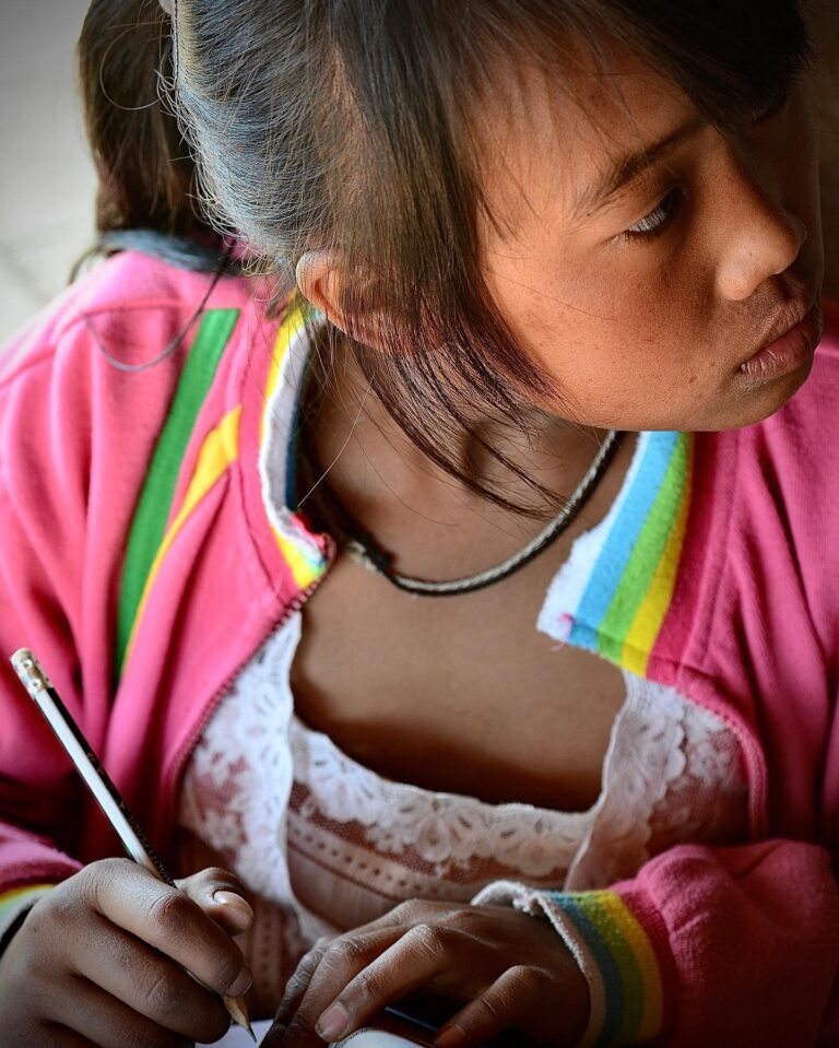 Hani Ake young girl doing her homework, image 1