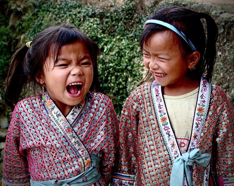 Little girls from the Miao ethnic minority, an official category in China that includes groups known as…