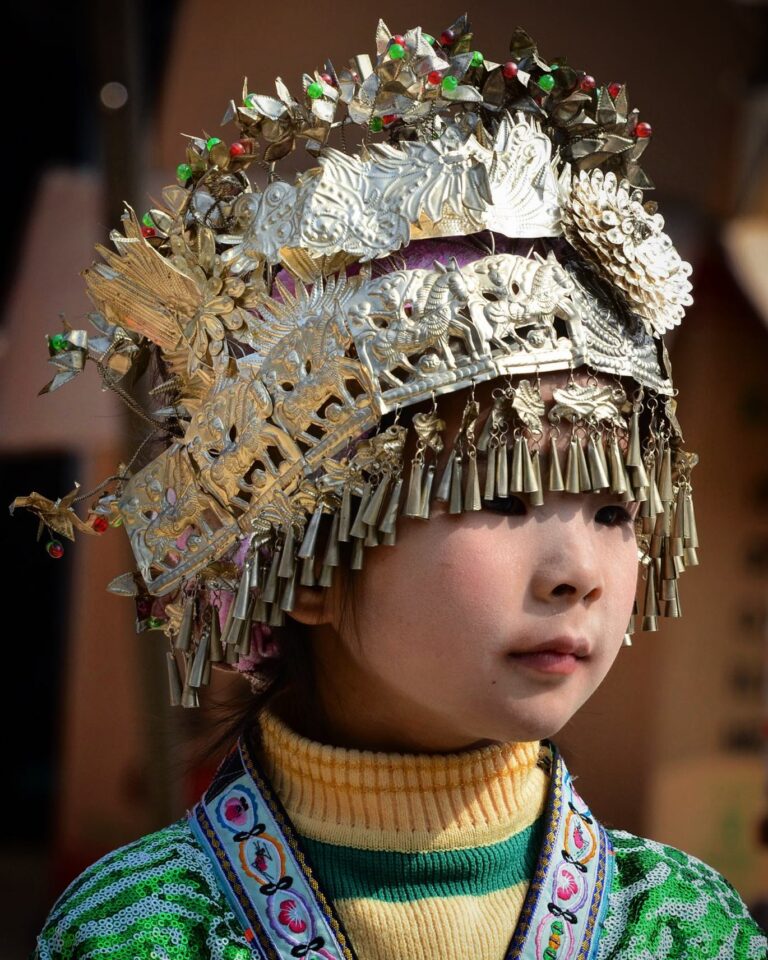 For the yearly Lusheng Competition Festival, unmarried girls from the Miao ethnic minority, an official…