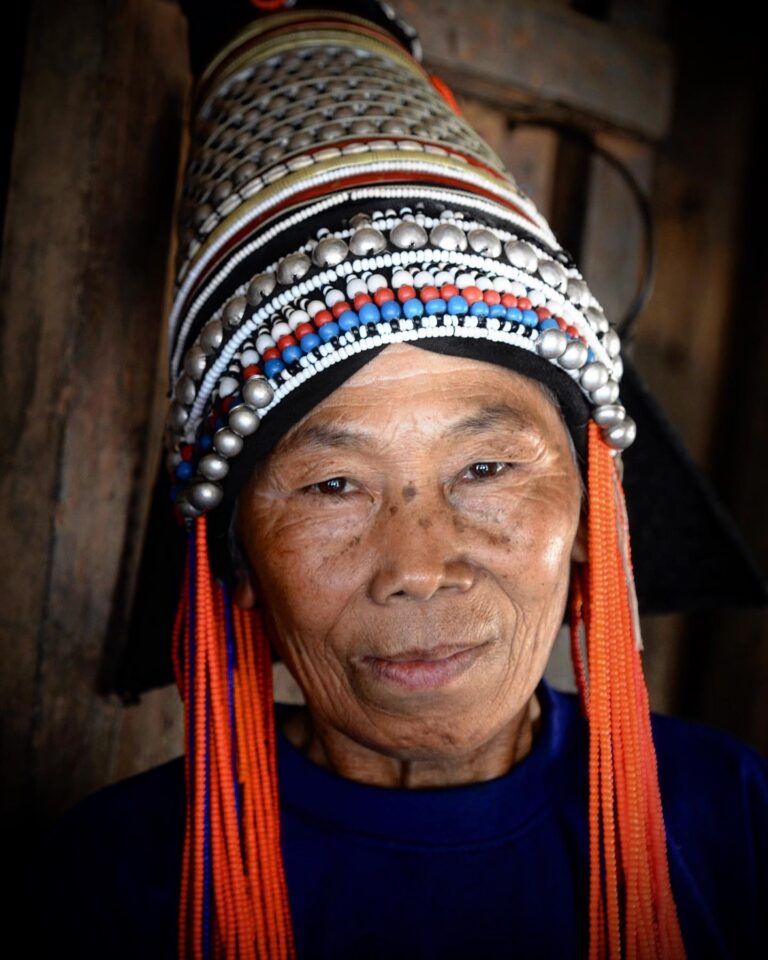 Woman from the Akha “cone-headed” tribe, from Menghai, in Yunnan, bordering Myanmar, and very close to Laos