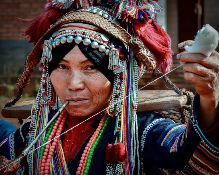 Woman from the "sharp-headed" Akha tribe, from Menglian, in Yunnan, bordering Myanmar