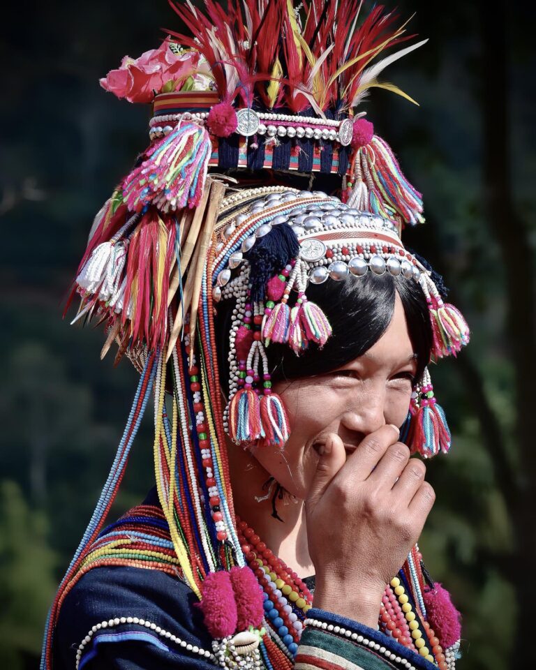 Young woman from the "sharp-headed" Akha tribe, from Menglian, in Yunnan, bordering Myanmar