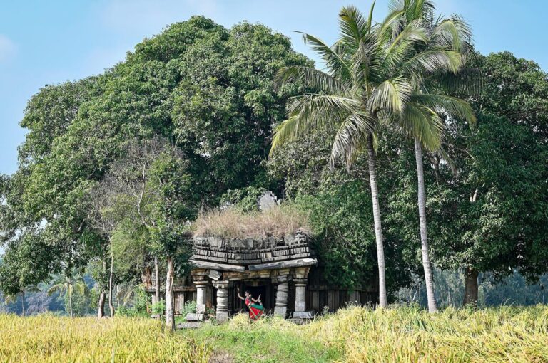 Chandrika (Instagram: @chandrika_akash) a Bharatanatyam dancer and yoga teacher, in an abandoned temple on…, image 1