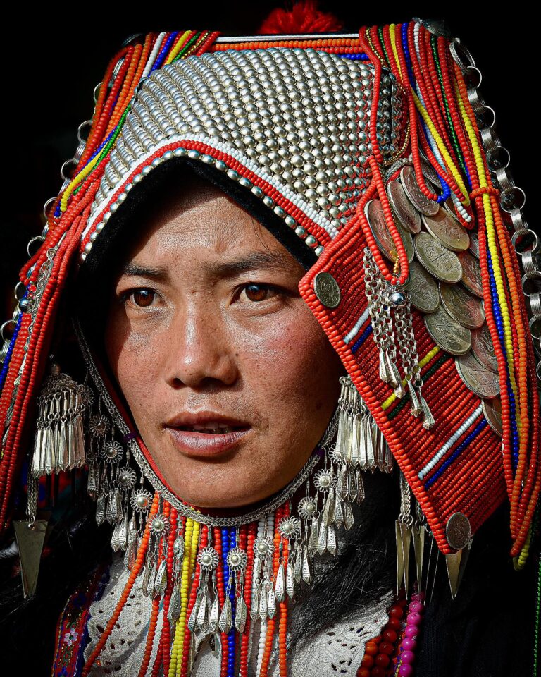 Woman from the Akha “flat-headed” tribe, in Menghai, Yunnan, near the border with Myanmar