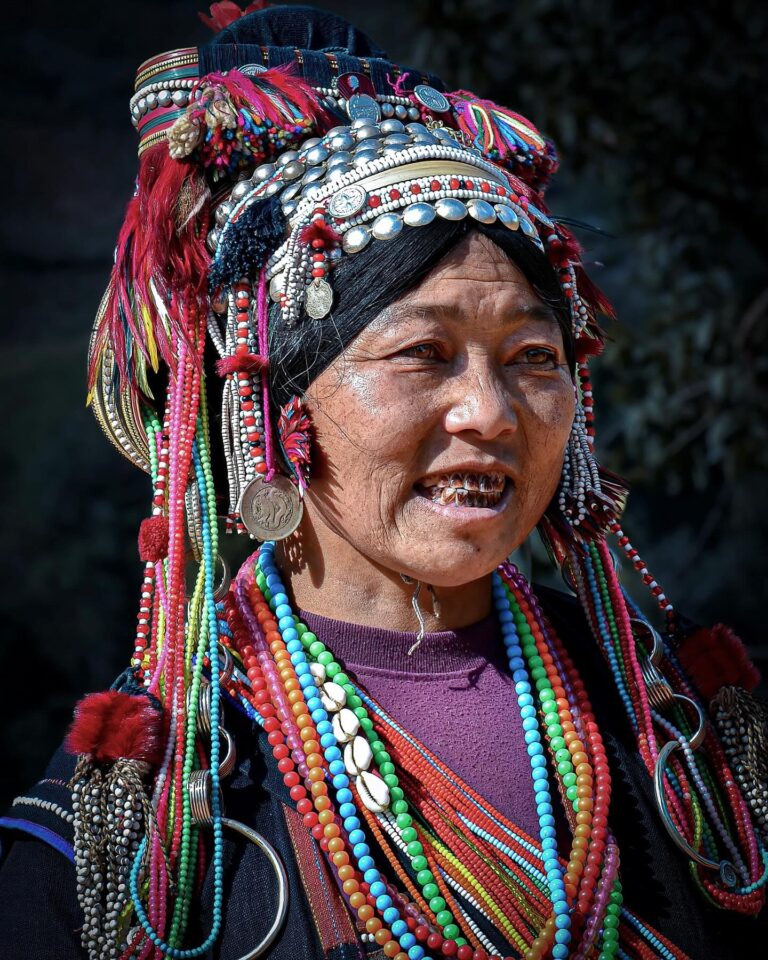 Woman from the “sharp-headed” Akha tribe near Menglian in Yunnan, bordering Myanmar