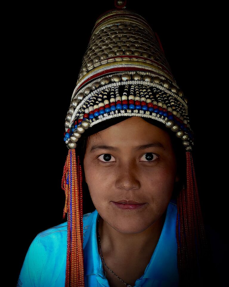 Woman from the Akha “cone-headed” tribe, near Menghai, Yunnan, close to the border with Myanmar