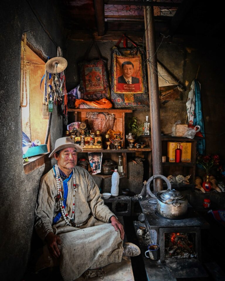 Aga, the 72-year-old Great Dongba (Shaman) of the Rika ethnic group, from Eri village in Sichuan, China,…