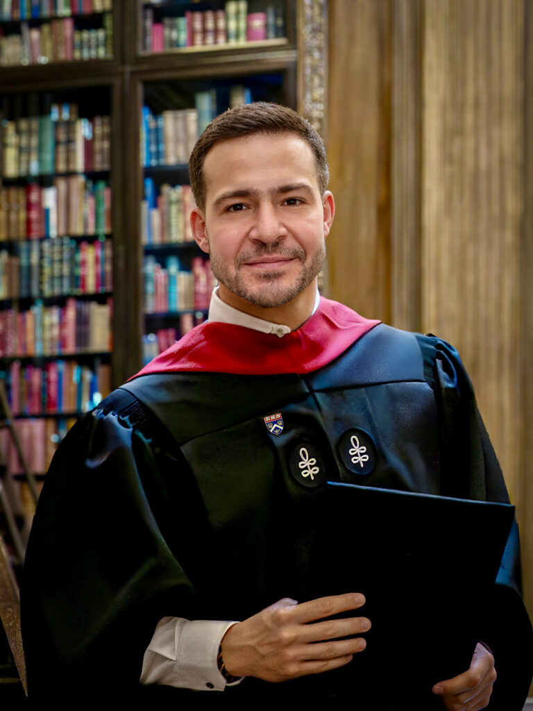 Nathaniel Farouz in academic dress at Harvard University Commencement in 2026.