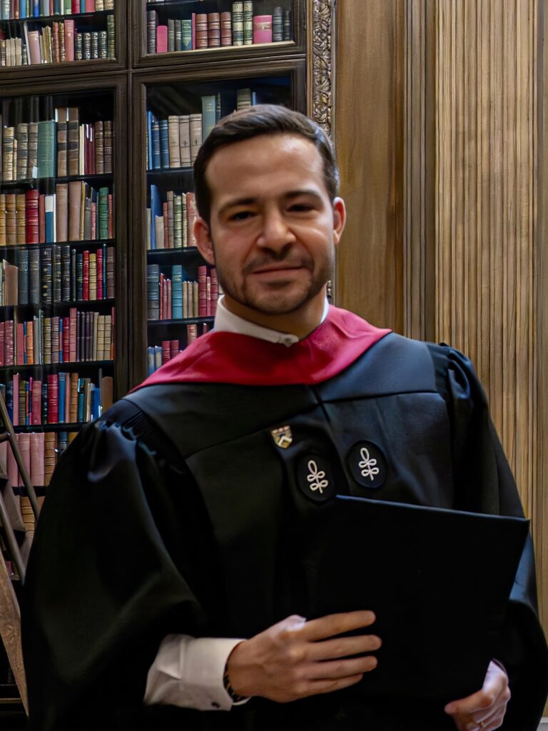 Nathaniel Farouz in academic dress at Harvard University Commencement in 2026.